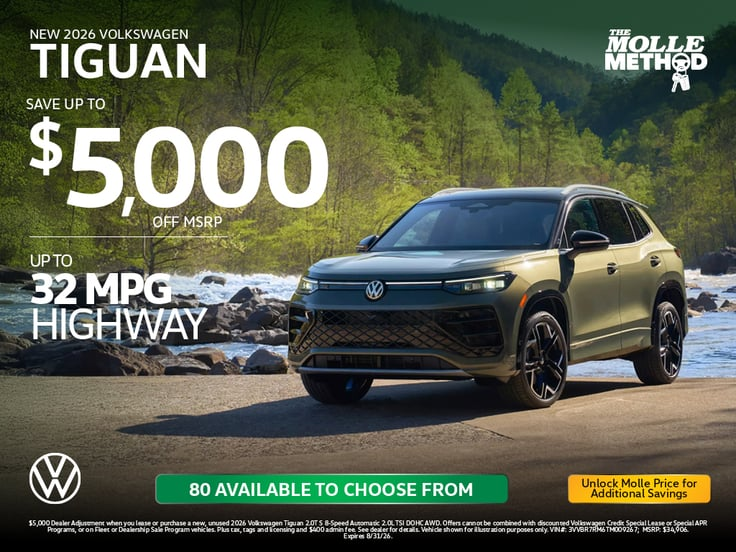 New 2026 Tiguan at Molle Volkswagen in Kansas City MO