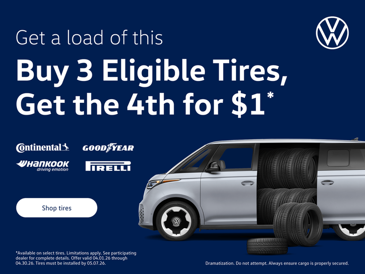 Buy 3 Eligible Tires, Get 4th for $1 at Molle Volkswagen in Kansas City
