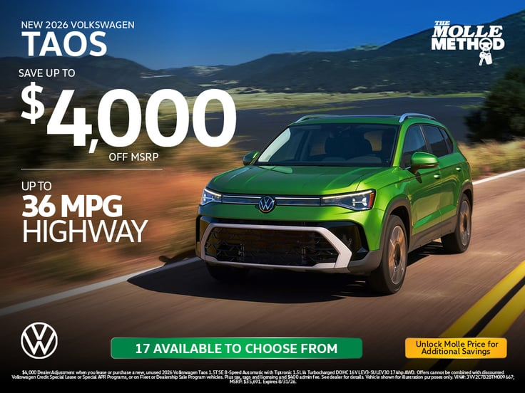 New 2026 Taos at Molle Volkswagen in Kansas City MO